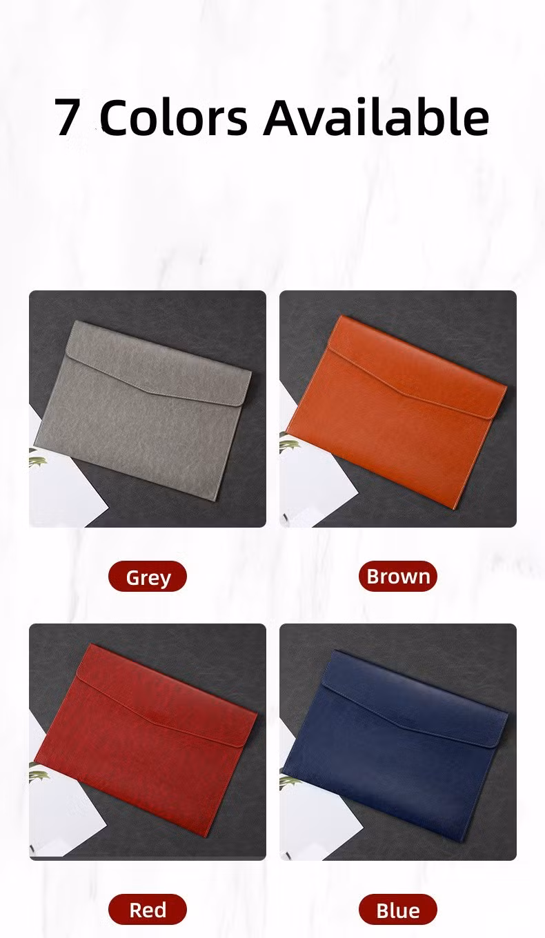 Red PU Leather A4 File Folder Document Holder Waterproof Portfolio Envelope Folder Case with Snap Closure