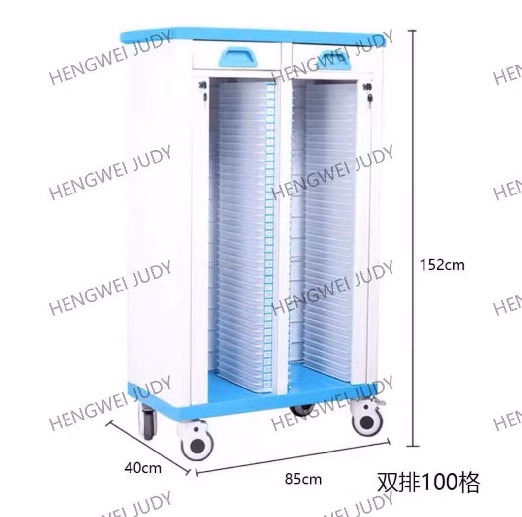 Hospital ABS Plastic Folder Record Cart 100 Cases History Trolley for Patient