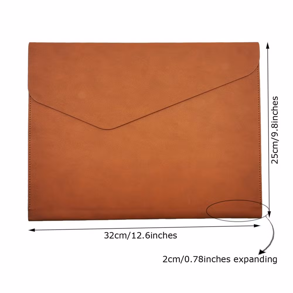 PU Leather A4 File Document Holder Waterproof Portfolio Envelope Folder Case with Invisible Magnetic Closure