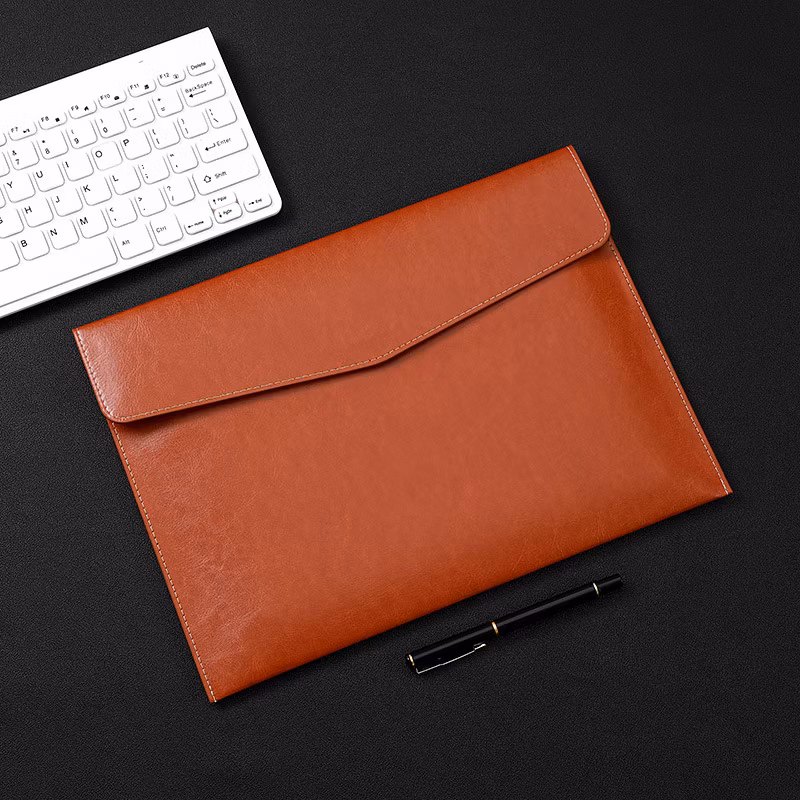 Red PU Leather A4 File Folder Document Holder Waterproof Portfolio Envelope Folder Case with Snap Closure