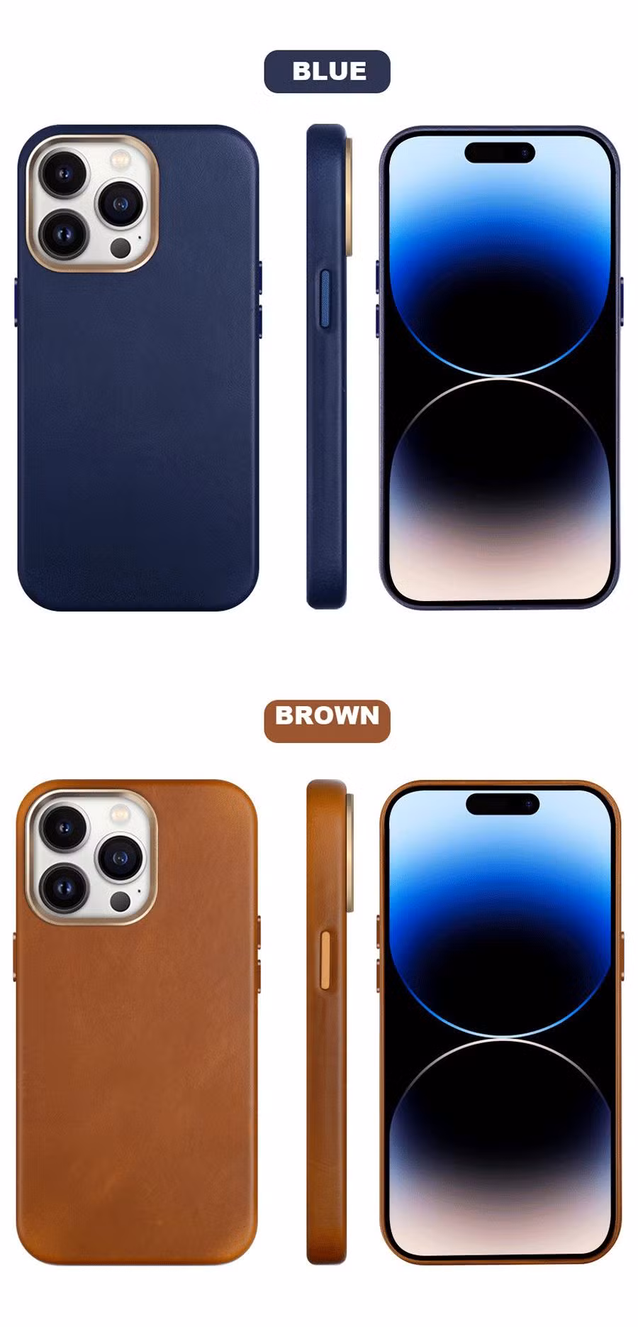 Newest Design Real Leather Mobile Phone Case Magsafe for iPhone 14 Cover