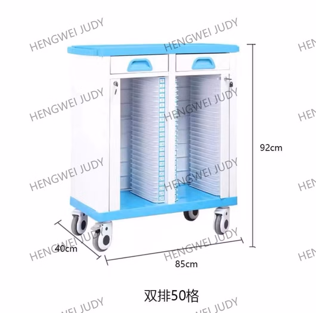 Hospital ABS Plastic Folder Record Cart 100 Cases History Trolley for Patient