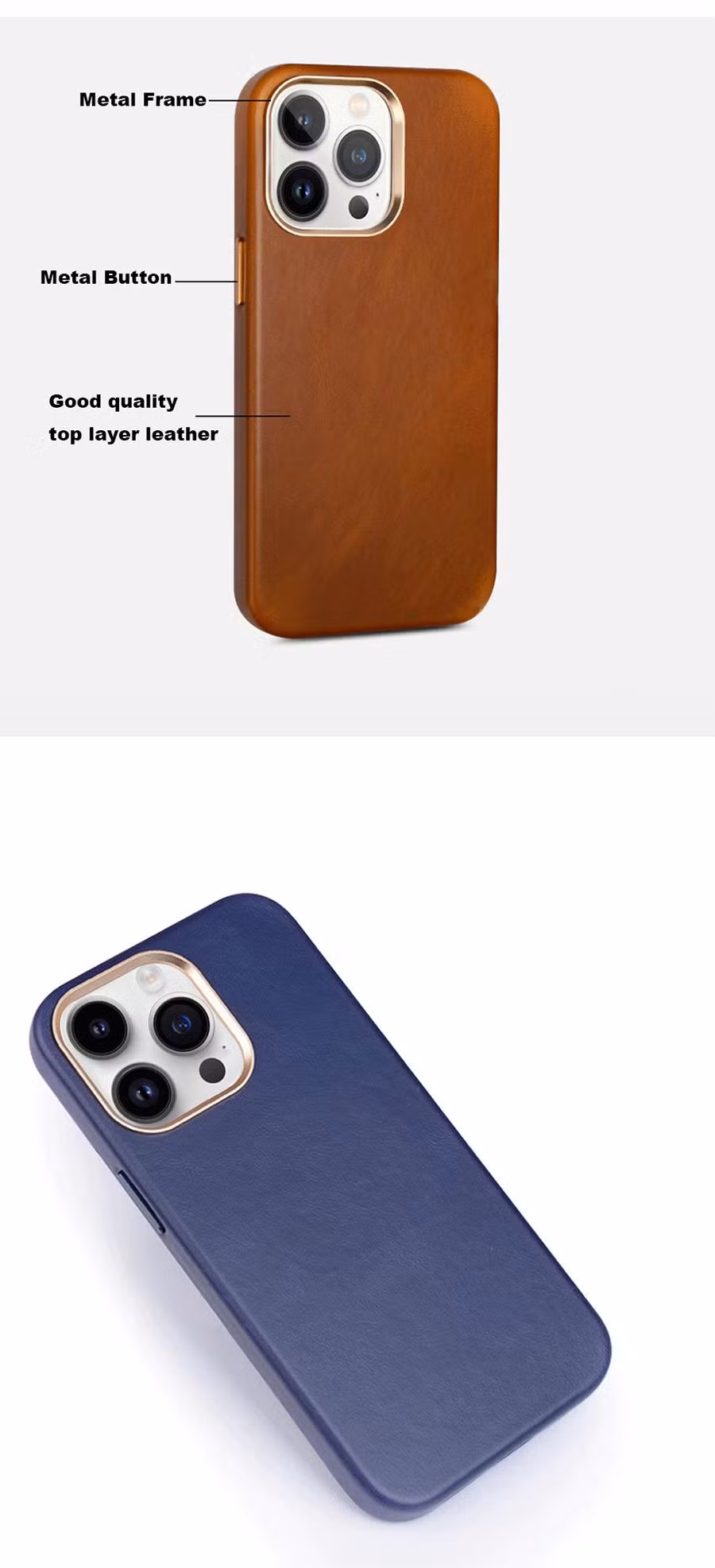 Newest Design Real Leather Mobile Phone Case Magsafe for iPhone 14 Cover