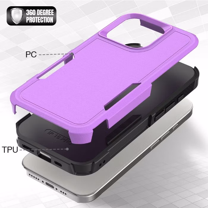 Purple TPU PC Shockproof Protective Cover Case for IP16PRO