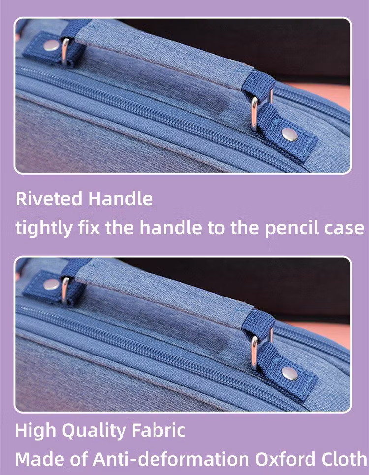 Jeans Blue Oxford Cloth Pencil Bag Colourful Large Storage Pencil Case Pen Bag with Zipper Big Capacity Pouch Organizer