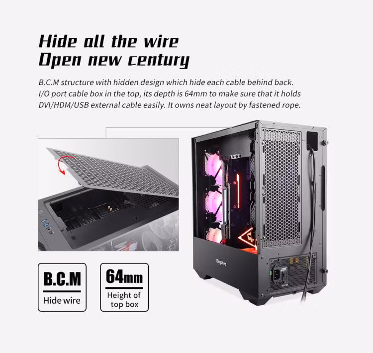 RGB LED Light Strips-Glass Side- Unique Mesh-ATX MID-Tower PC Computer Gaming Case