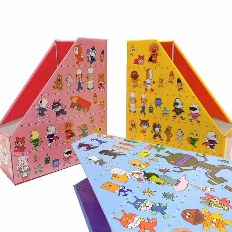 Cartoon Printed Folding Corrugated Paper Student Book Storage Folders Cases