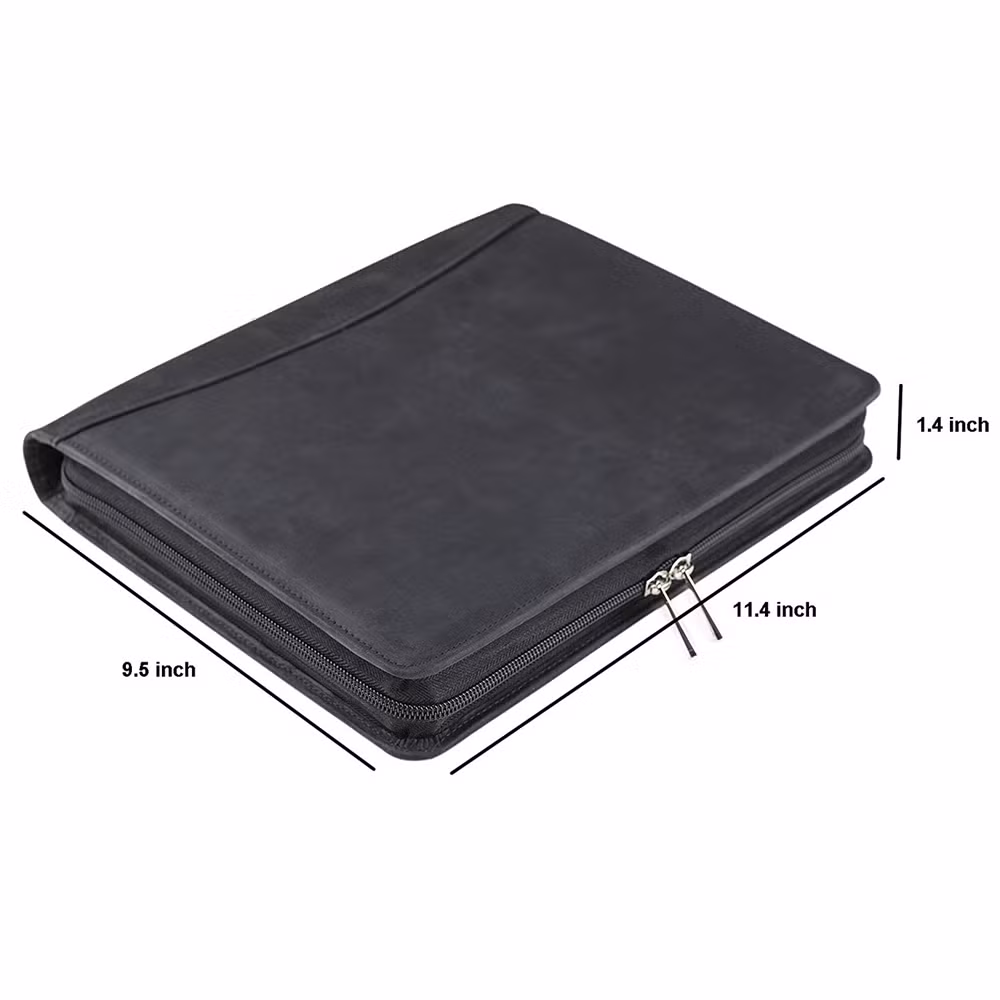 Black Customized PU Leather Ring Binder