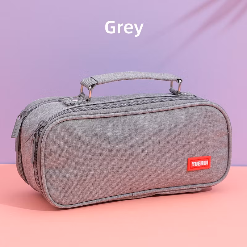 Grey Oxford Cloth Pencil Bag Colourful Large Storage Pencil Case Pen Bag with Zipper Big Capacity Pouch Organizer