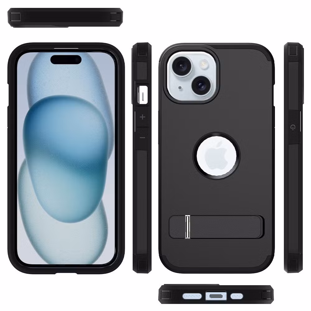 Logo Hollow out with Kickstand Frosted TPU PC Mobile Phone Case Stand Wholesale Cell Phone Case Cover for Phone 14 13 12 PRO Max