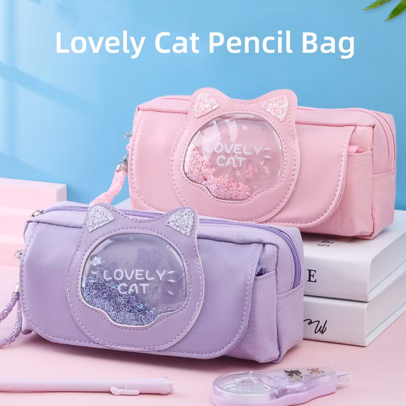 Pink Canvas Pencil Bag Colourful Large Storage Pencil Case Pen Bag with Zipper Big Capacity Pouch Organizer