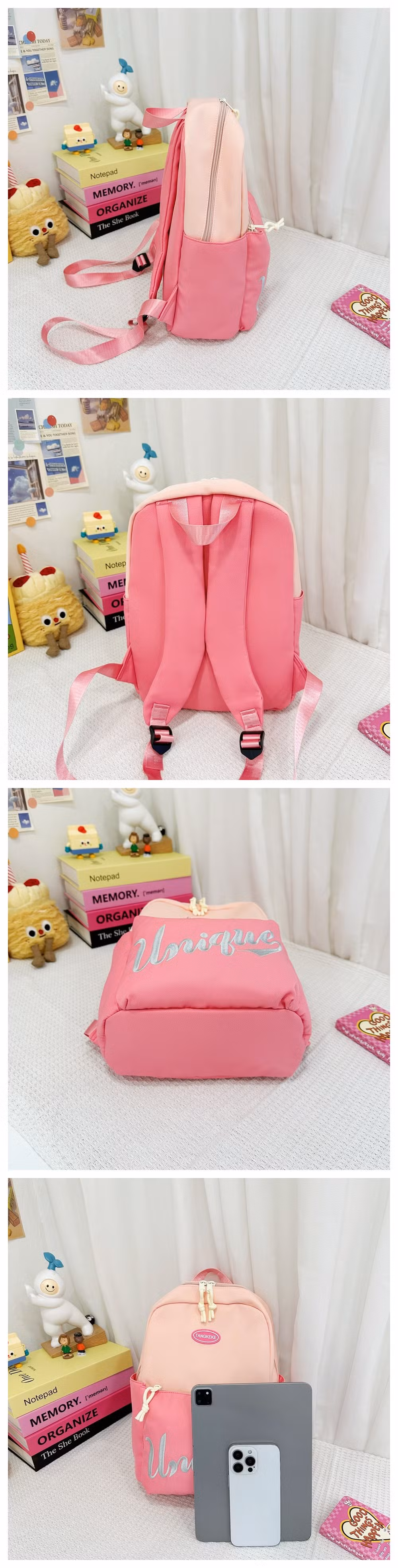 Retail and Wholesale 6 Colors Children&prime;s School Bag with Embroidery