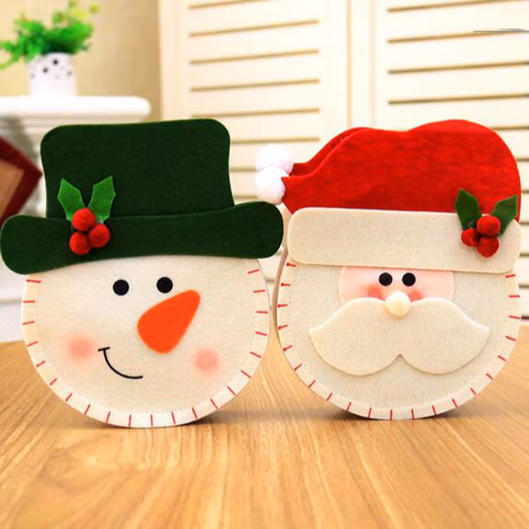 New Christmas Decoration Creative Cute Linen Machine Embroidered Tote Bag with Feet Gift Candy Bag Home Decoration