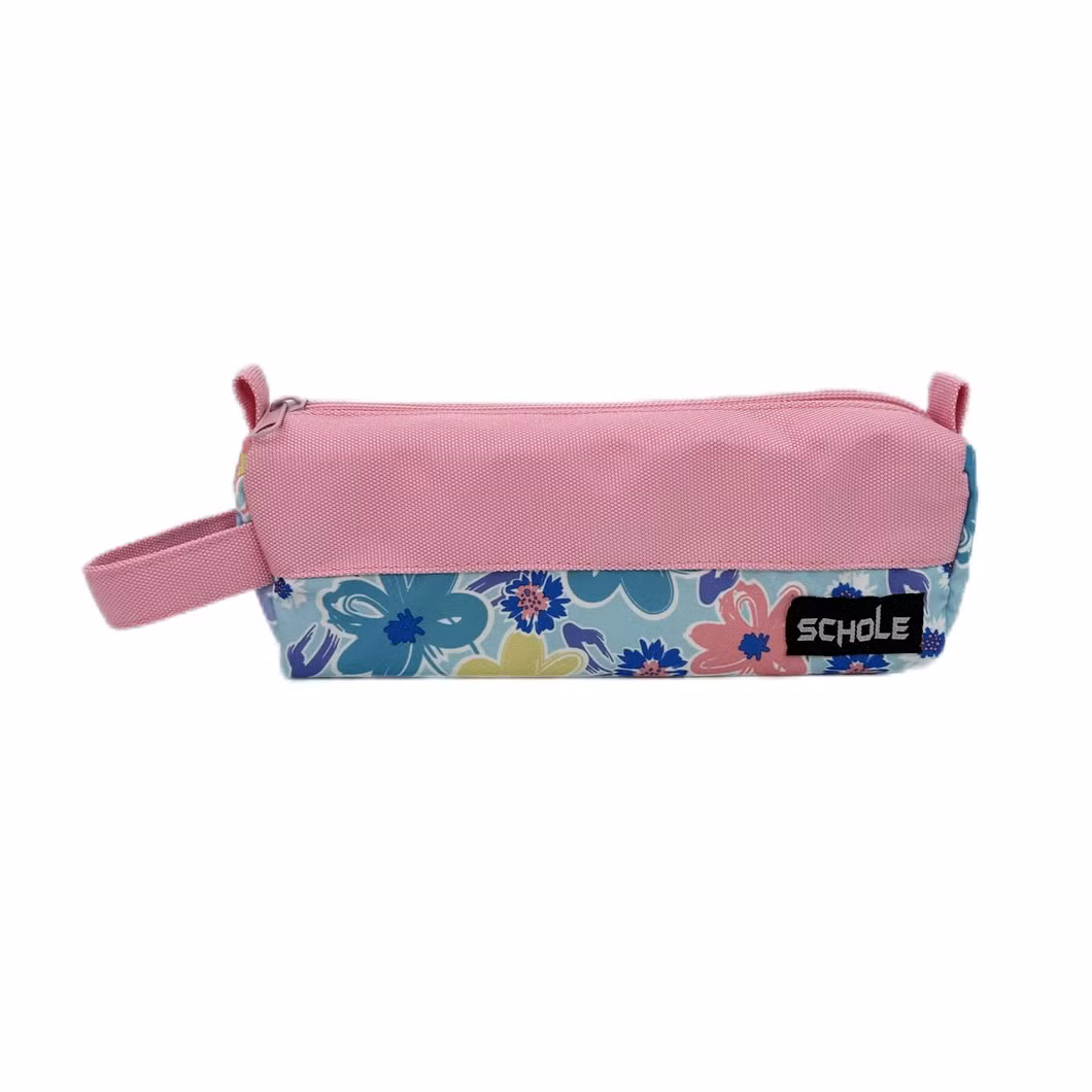 Pink Flower Pencil Case Suit Big Capacity for Office School Student