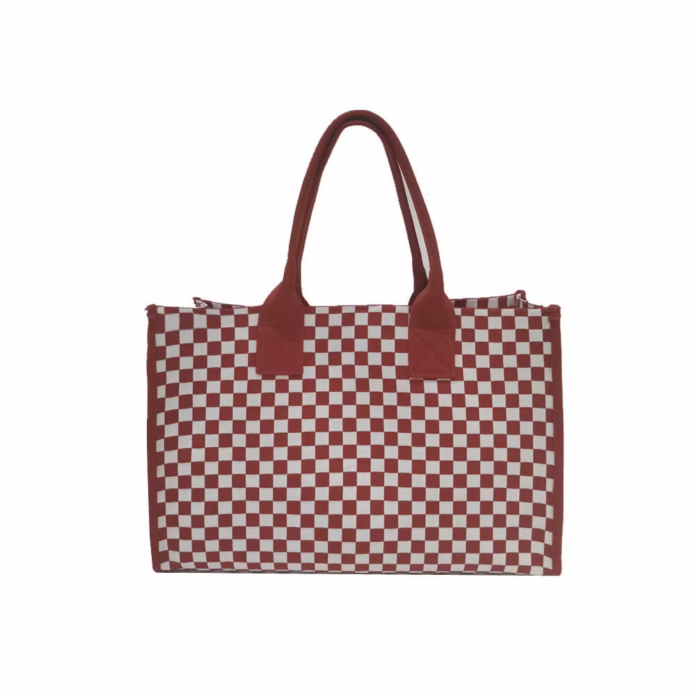 New Design Eco Friendly Special Luxury Shopping Grocery Storage Plaid Women&prime;s Ladies Hand Bags Tote Bags