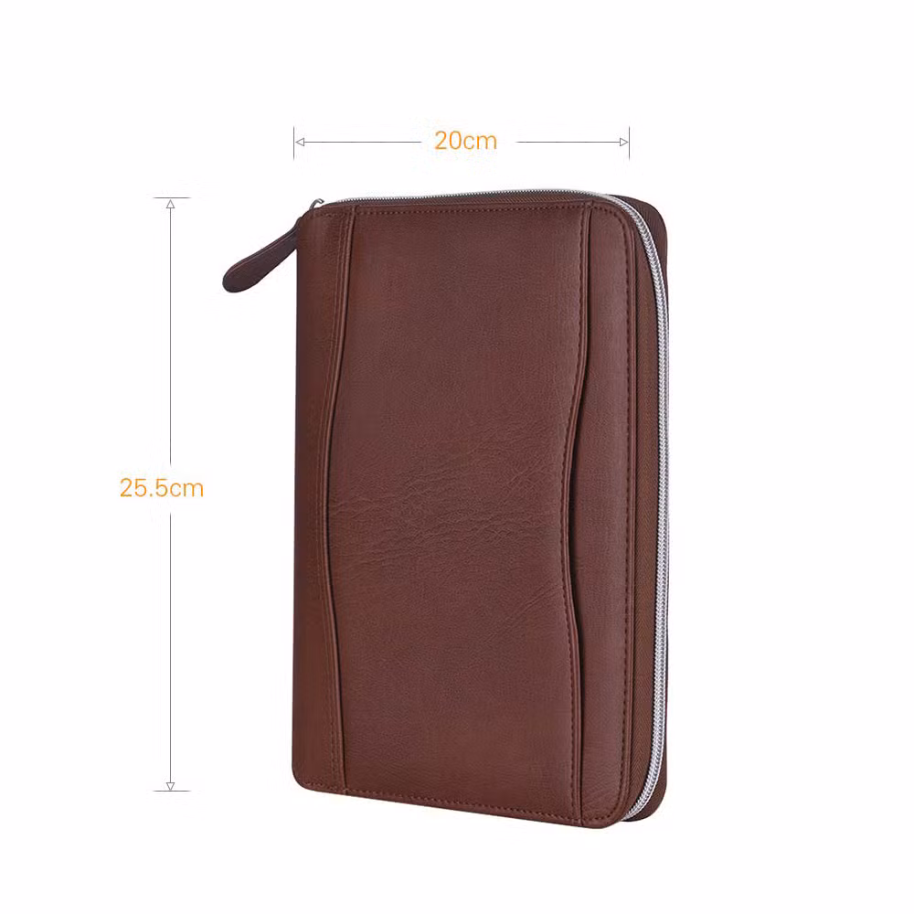 A5 Notepad Ring Binder Journal Customized Brown Notebook Wholesale Leather Portfolio Folder