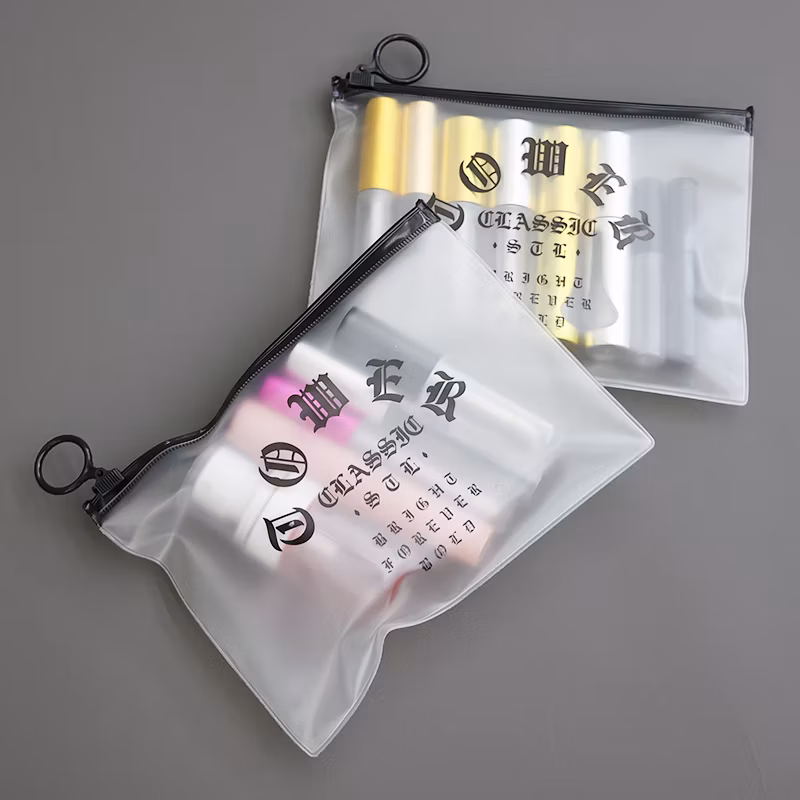 Waterproof PVC Frosted Zipper Bag Logo Customization Pencil Case Travel Cosmetic Bag
