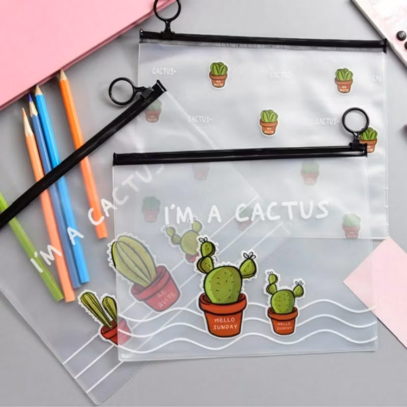 Waterproof PVC Frosted Zipper Bag Logo Customization Pencil Case Travel Cosmetic Bag