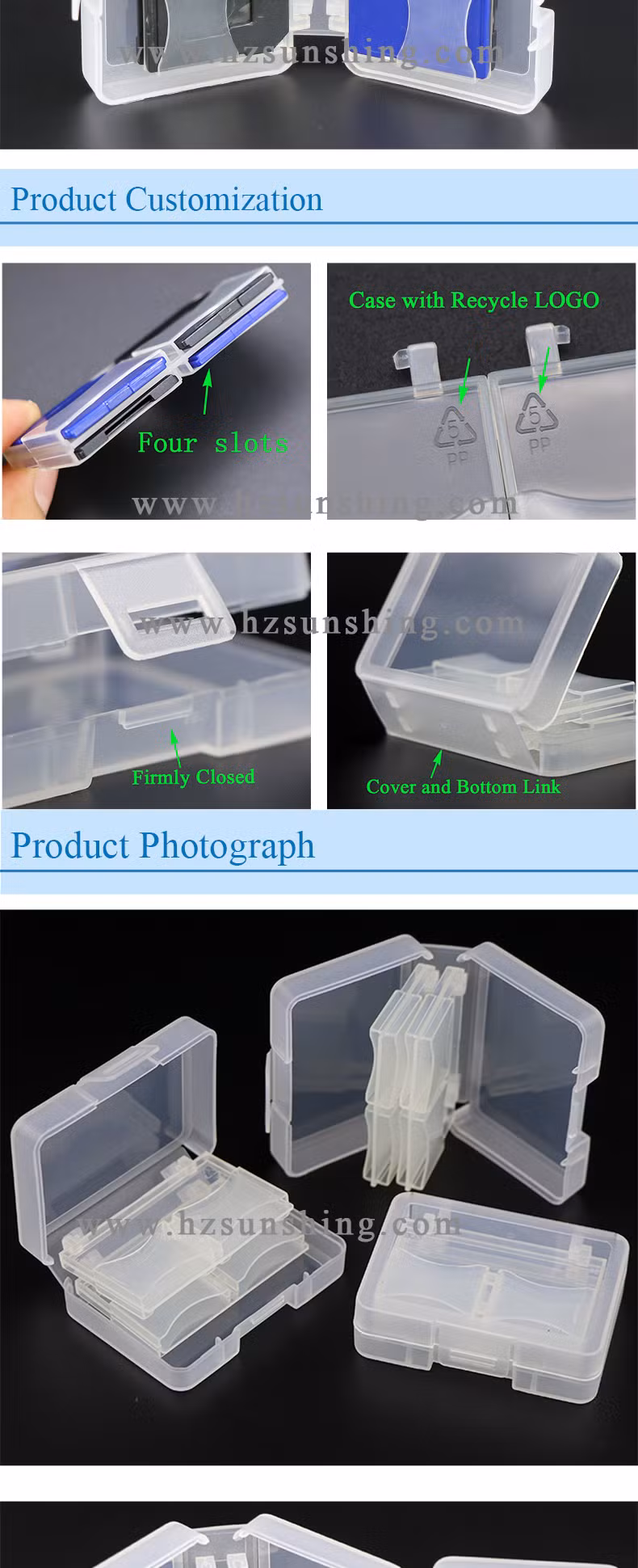 Sunshing Plastic 8 Slots Memory Card Case Slim PP 8SD Card Case