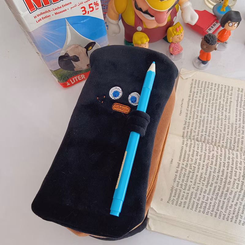 Funny Creative Toast Big Capacity Student Stationery Pencil Case for Girls