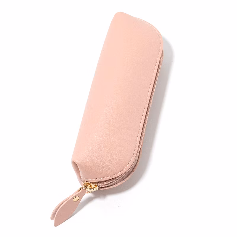 Leather Zipper Pencil Holder Pouch Pencil Case with Custom Logo