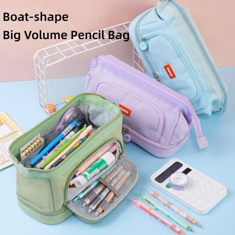 Black Large Capacity Pencil Case Pencil Bag Pencil Pouch Handheld Pen Bag Cosmetic Portable Bag