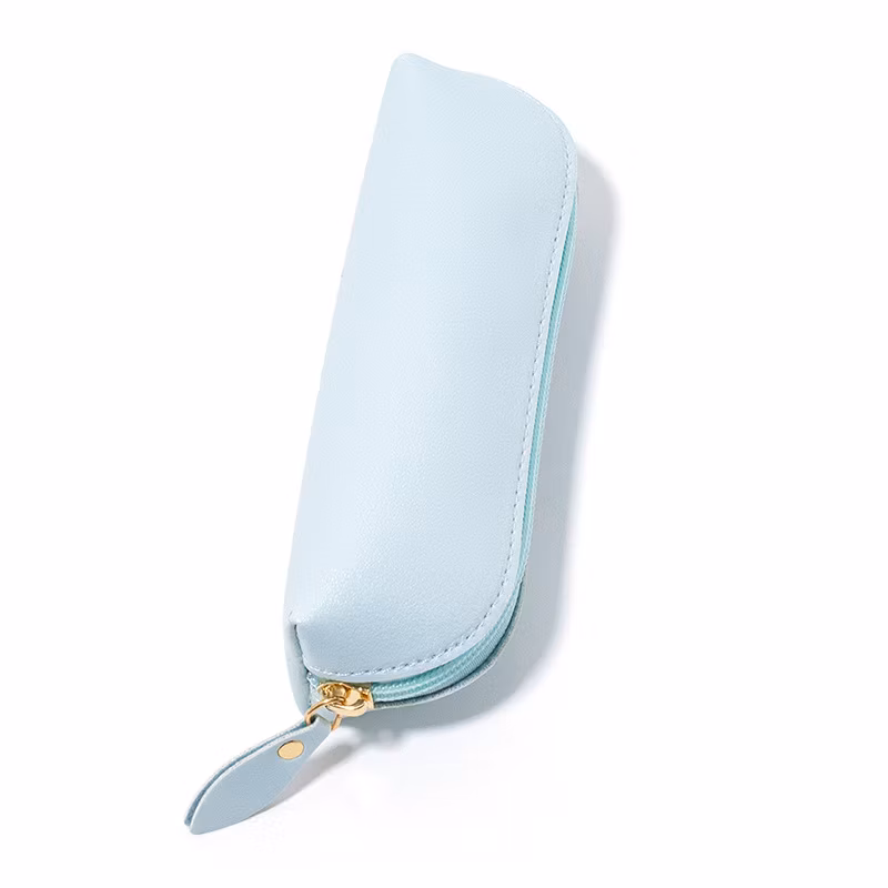 Leather Zipper Pencil Holder Pouch Pencil Case with Custom Logo