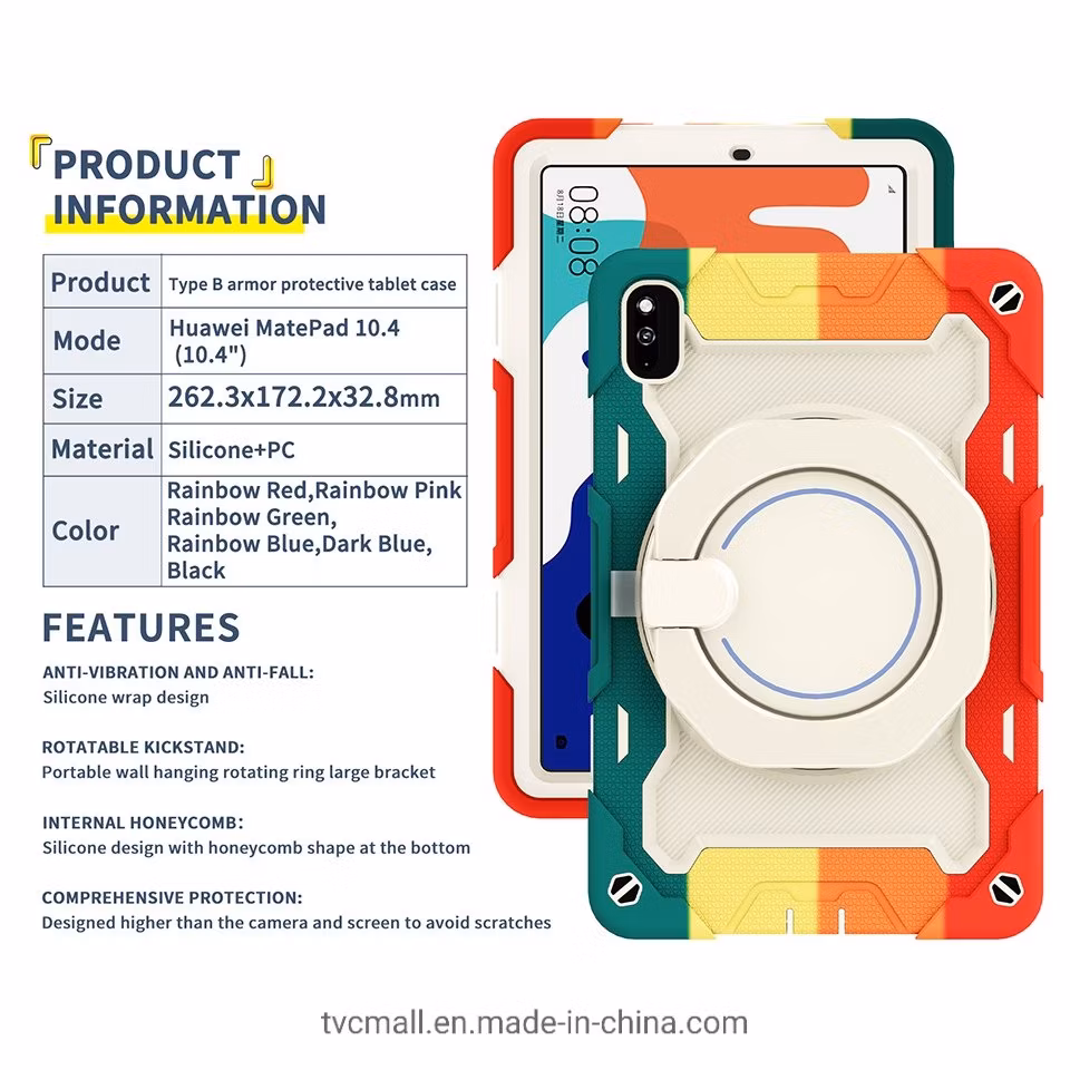 For Huawei MatePad 10.4 (2020)/(2022) Anti-Scratch Shoulder Strap Drop-Proof Silicone+PC Protective Case Rotating Handle-Kickstand Tablet Cover with Pencil Hold
