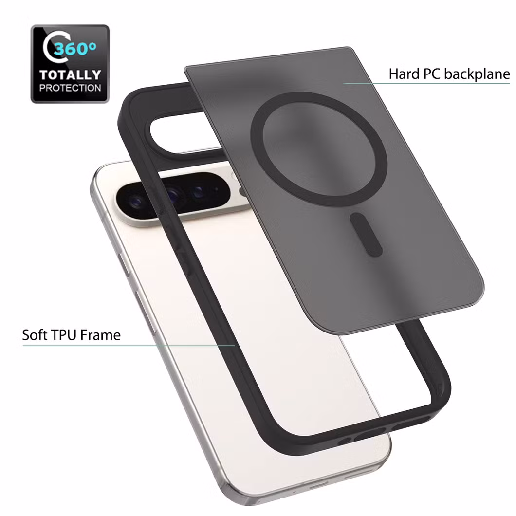 Anti-Drop Flexible TPU Bumper Matte Transparent Magnetic Phone Case for Google Pixel 9 PRO XL
