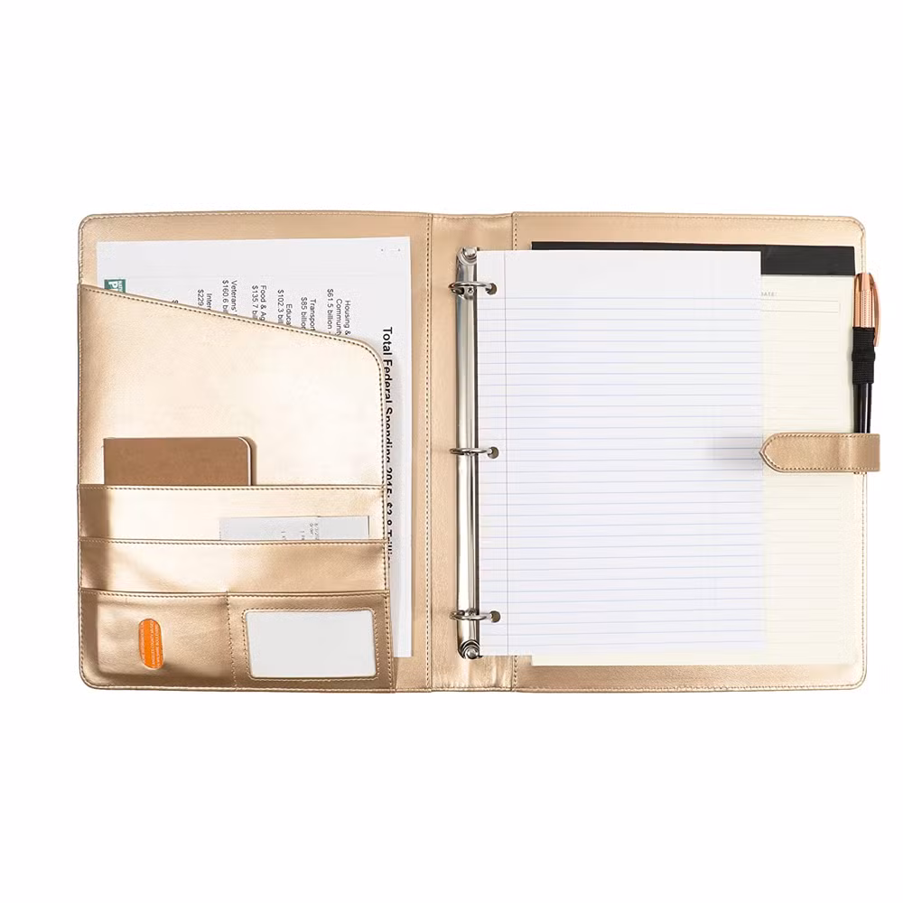 Champagne 3 Rings Portfolio Elegant A4 Menu Cover Personalised Ring Binder Folder