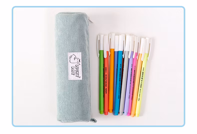 Literary Corduroy Pencil Case Ins Net Red Wind Creative Simple Pencil Case Student Storage Stationery Bag