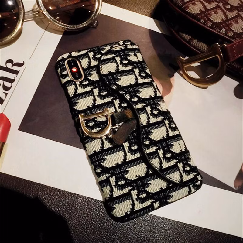 Luxury Leather Purse Cover Apple 11 12 13 14 15 Card Clots Holder Housing D Letter Design Wallet Phone Case