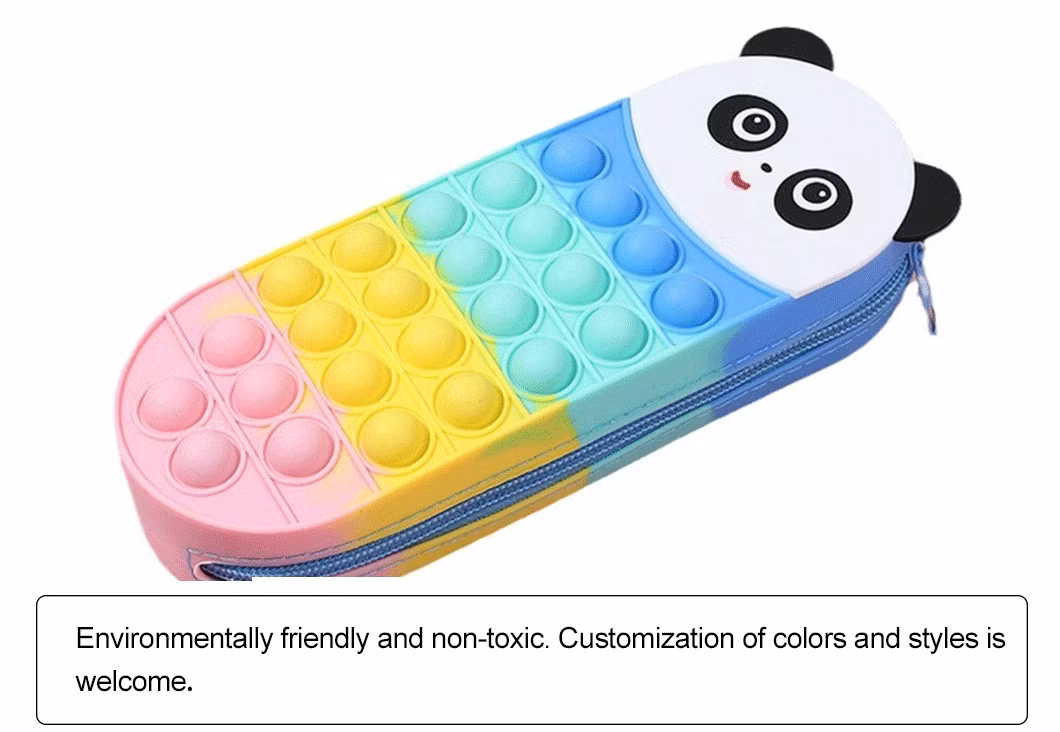 Stationery Silicone Pencil Case, Silicone Pop Pencil Case, Rabbit, Bear, Little Panda, Frog, Cute and Compact Silicone Pencil Case for Students (10254)