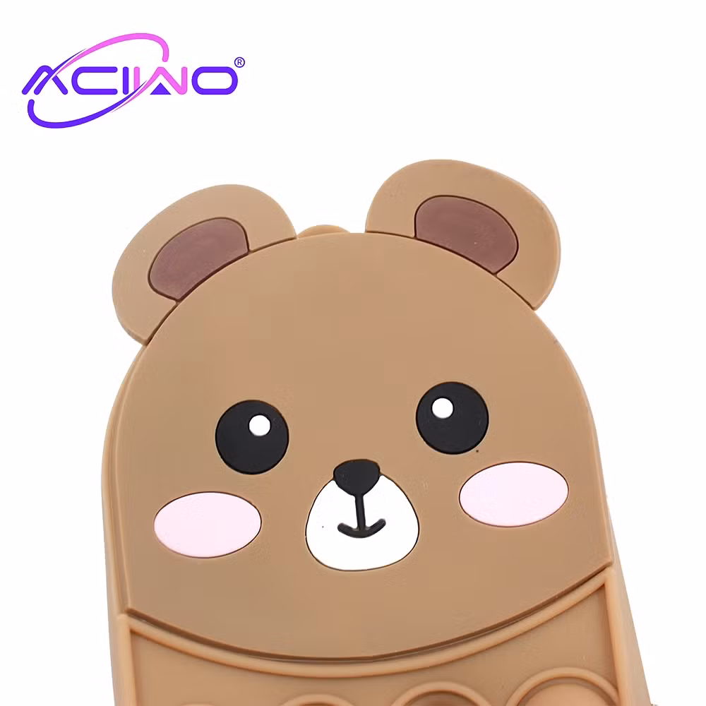 Stationery Silicone Pencil Case, Silicone Pop Pencil Case, Rabbit, Bear, Little Panda, Frog, Cute and Compact Silicone Pencil Case for Students (10254)