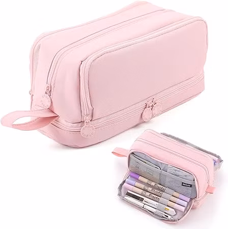 Large Capacity Pencil Case 4compartments with Zipper Handle Office College School Makeup