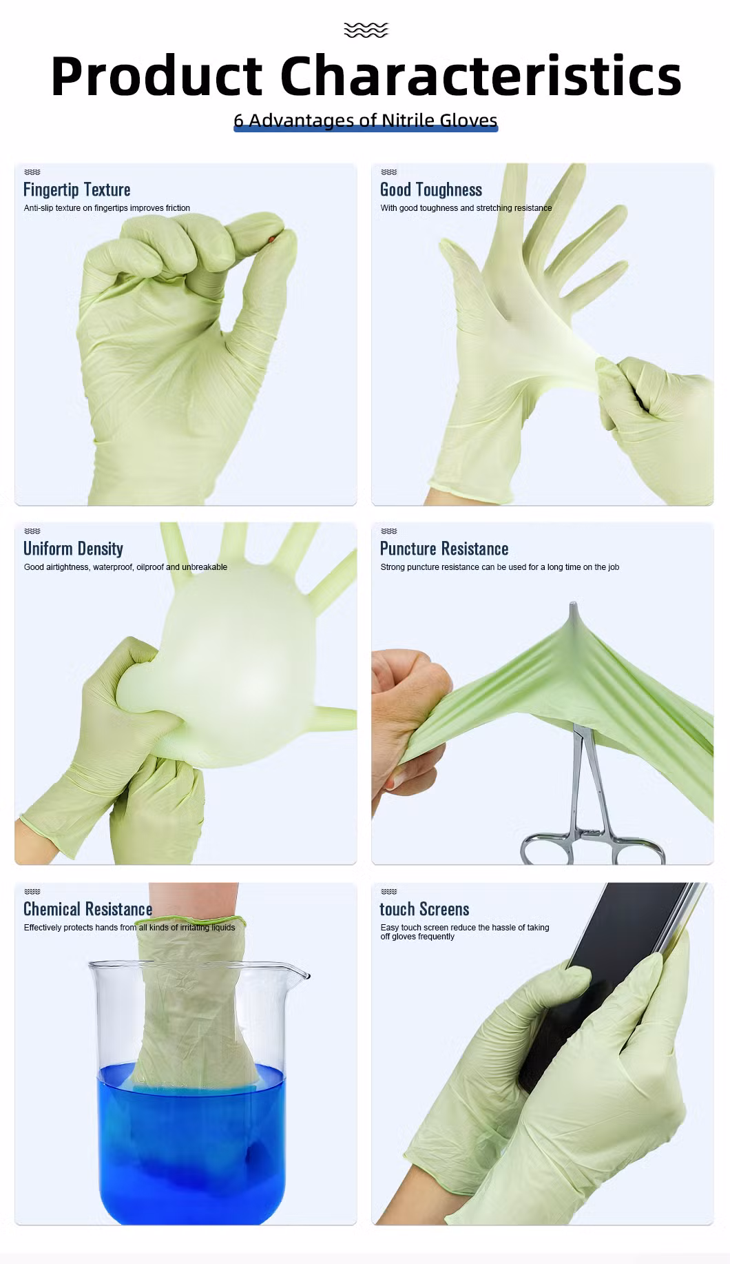 Gusiie Watertight Dirt Resistant Powder Free Disposable Nitrile Gloves for Industrial Maintenance