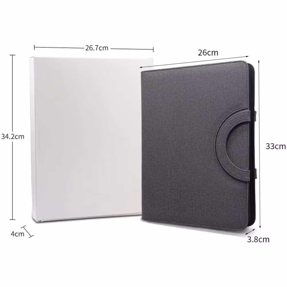 Zippered Padfolio Folder Business Conference Organizer A4 Multi-Function Portfolio Leather Combination Case