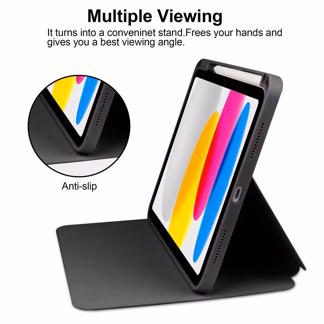 for iPad 10th Gen 2022 Tablet Case with Pen Holder Trifold Acrylic Clear Back Hard Cover Transparent