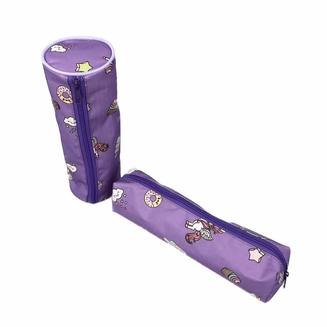 2023 Pencil Case with Polyester Purple Donut for Easy Carrying