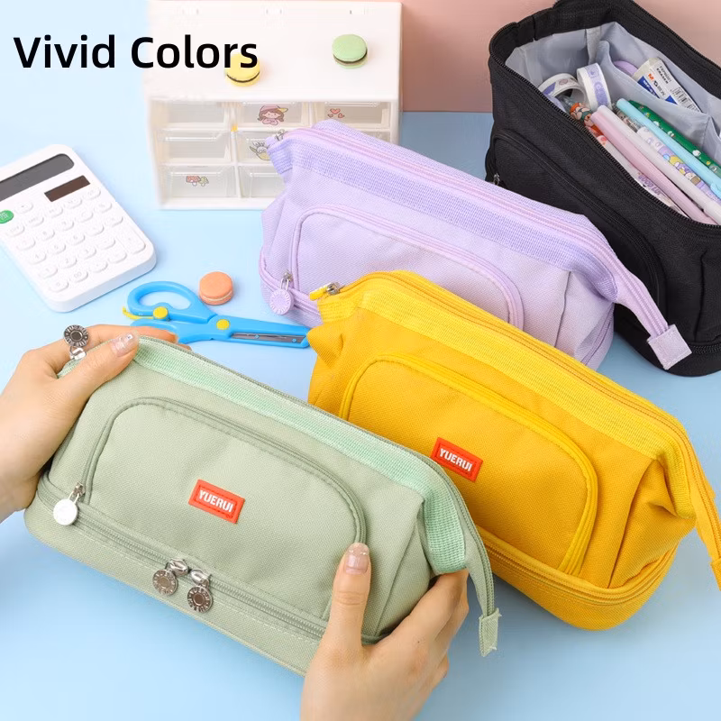 Yellow Large Capacity Pencil Case Pencil Bag Pencil Pouch Handheld Pen Bag Cosmetic Portable Bag