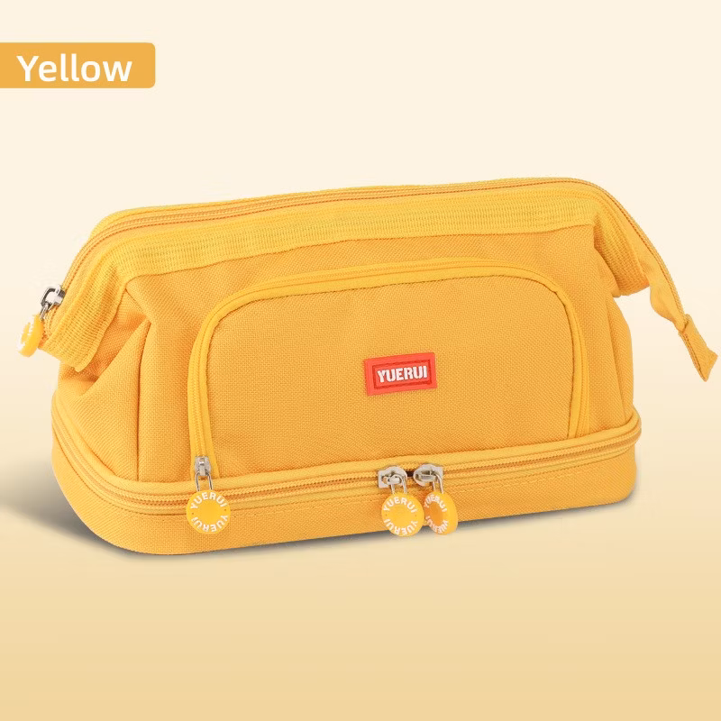 Yellow Large Capacity Pencil Case Pencil Bag Pencil Pouch Handheld Pen Bag Cosmetic Portable Bag