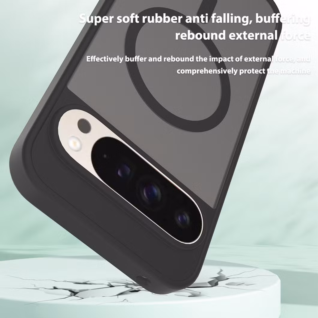 Anti-Drop Flexible TPU Bumper Matte Transparent Magnetic Phone Case for Google Pixel 9 PRO XL