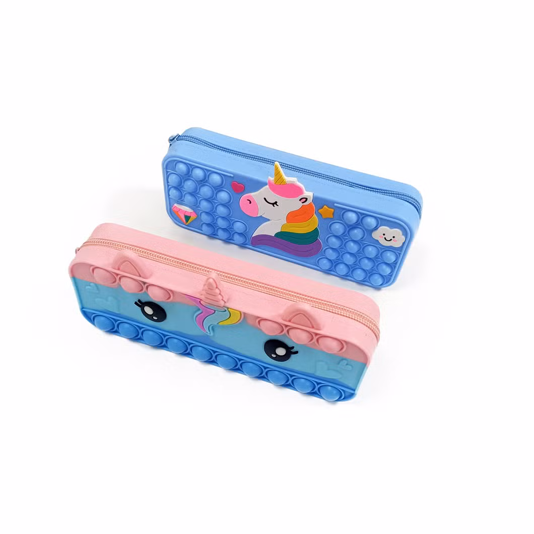 Wholesale School Stationery Set Children Big Unicorn Pop It Pencil Case