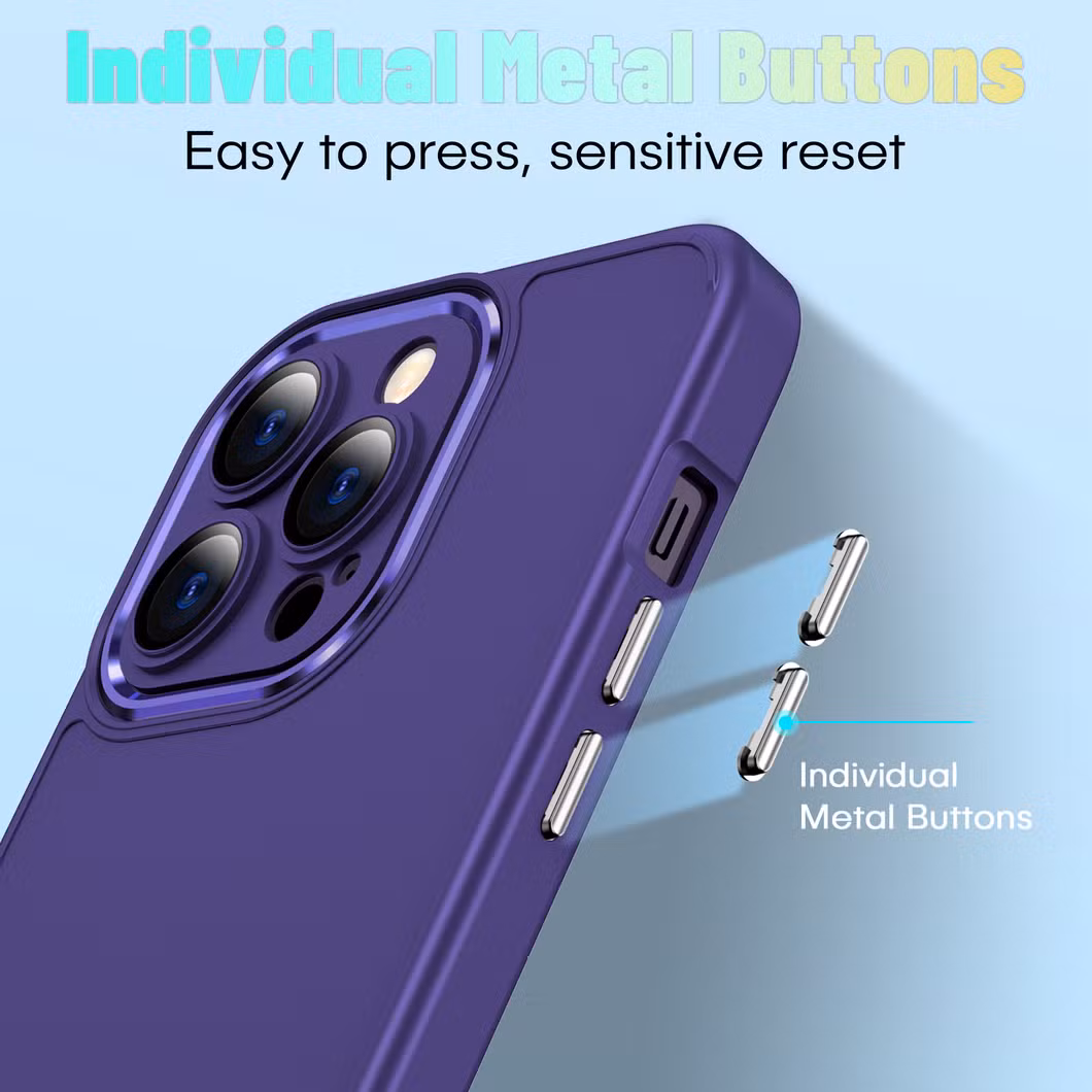 Wireless Charging Protective Lens Mobile Case for iPhone 15 Promax with Portable Stand Metal Frame