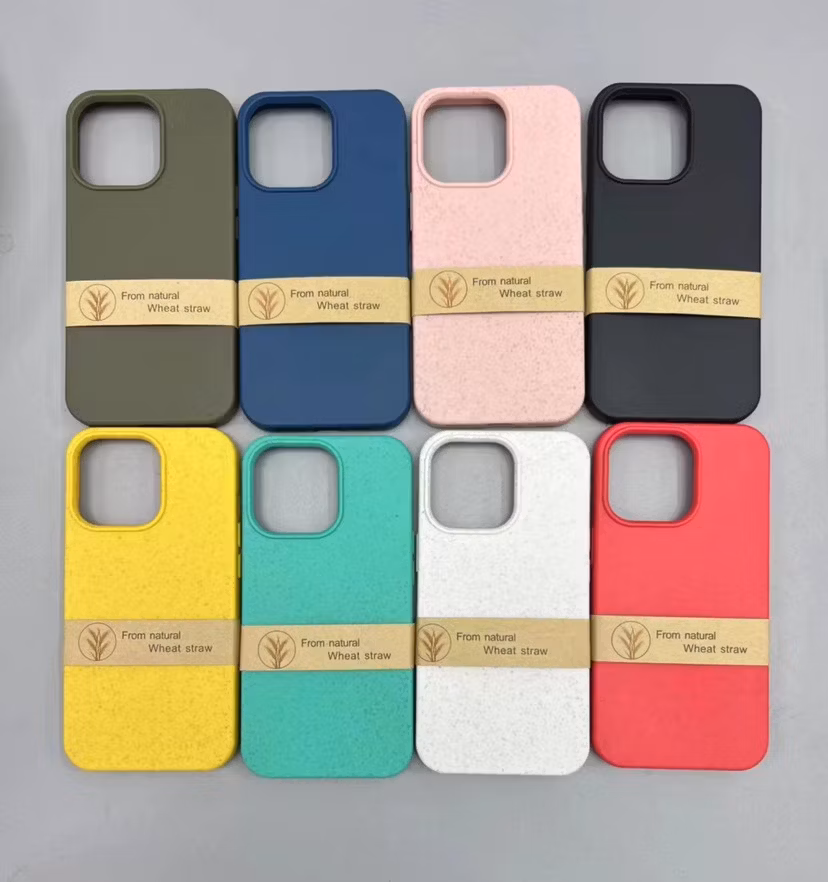 Wheat Straw Environmentally Friendly Degradable Mobile Phone Case Creative Solid Color TPU for I Phone 12/13/14/15