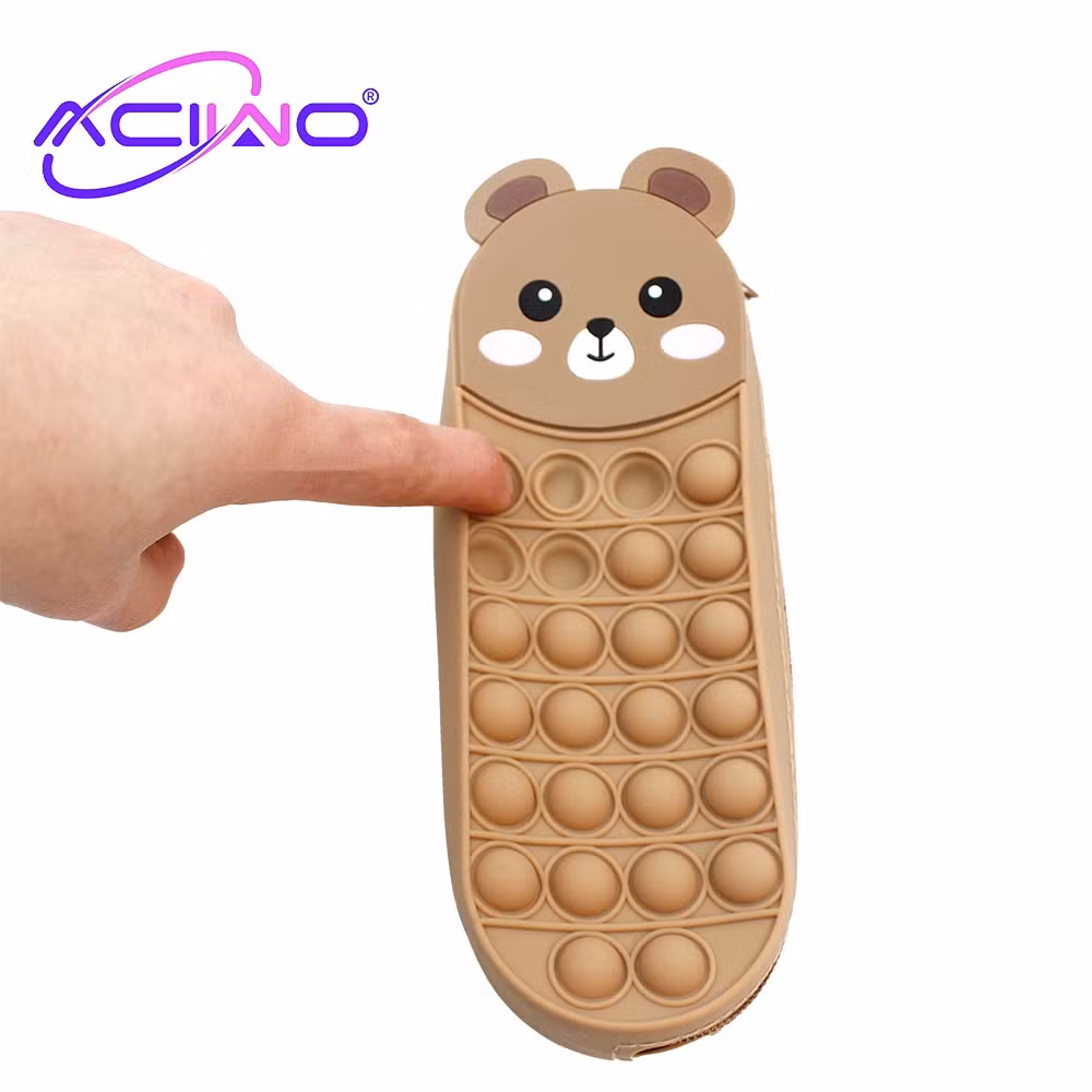 Stationery Silicone Pencil Case, Silicone Pop Pencil Case, Rabbit, Bear, Little Panda, Frog, Cute and Compact Silicone Pencil Case for Students (10254)