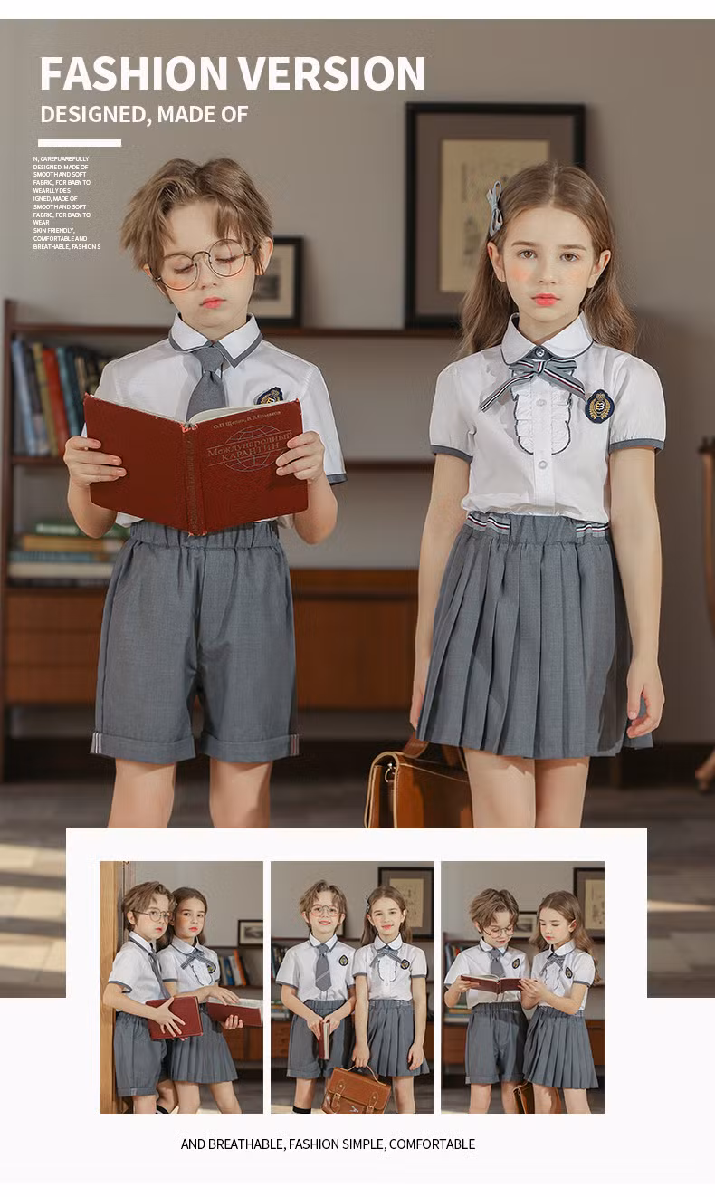New Summer Elementary School Student Performance Costume Short-Sleeved Shorts Pleated Skirt