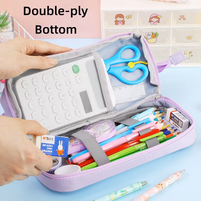 Black Large Capacity Pencil Case Pencil Bag Pencil Pouch Handheld Pen Bag Cosmetic Portable Bag