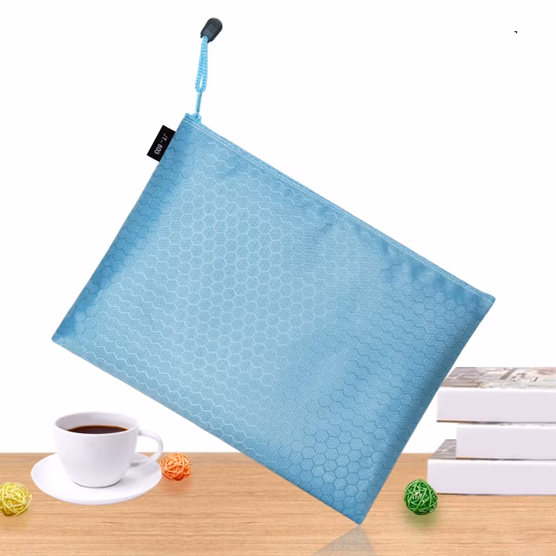 Customized High Quality Waterproof Soft Polyester Nylon Oxford Pouch Pocket Student Pencil Storage Profile Textbook Stationery File Folder Document Zipper Bag