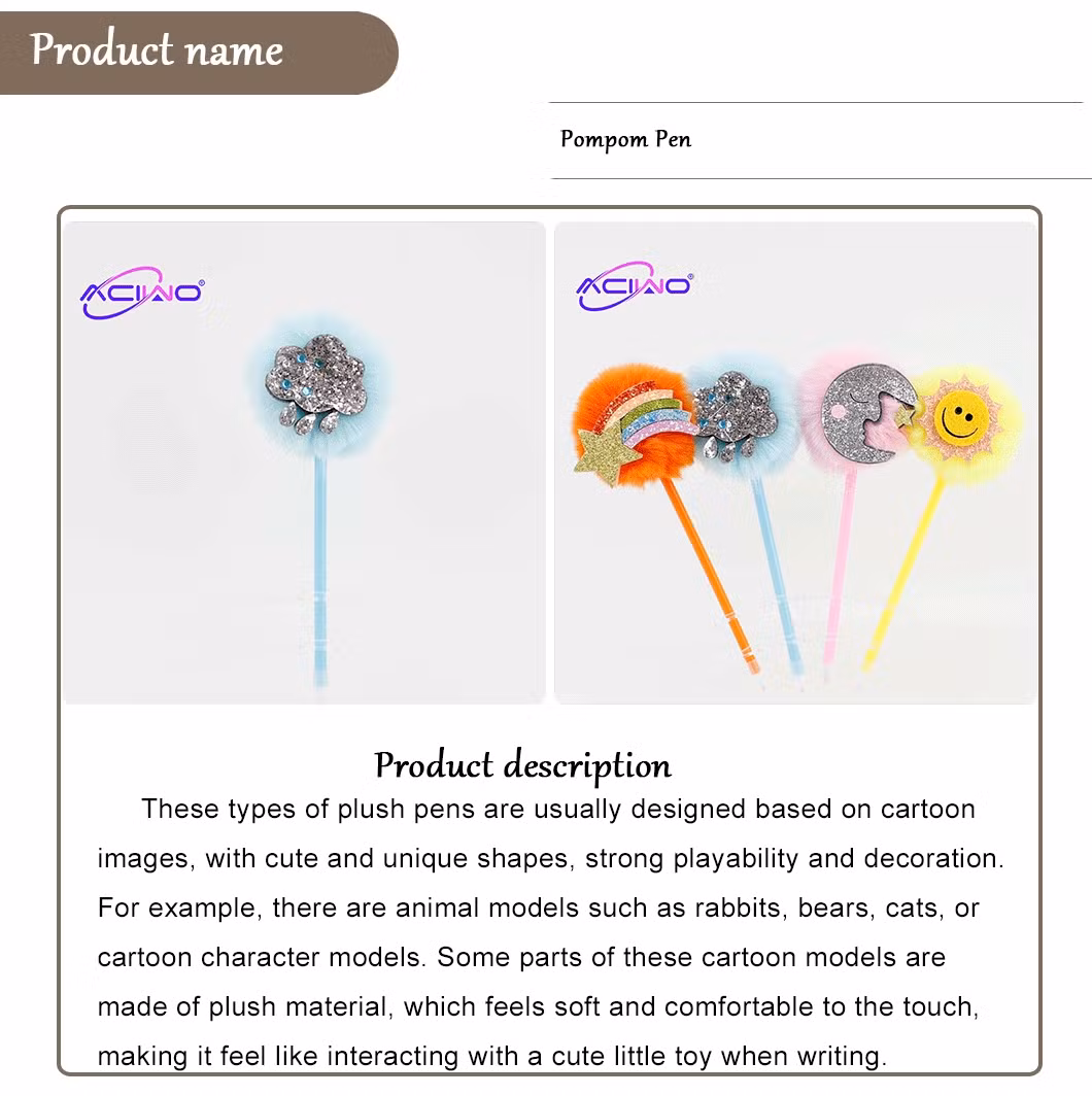 Rainbow Moon Sun Cloud Ballpoint Pen Creative Felt Fabric Student Girl Heart Cute Stationery Small Gift (10069)